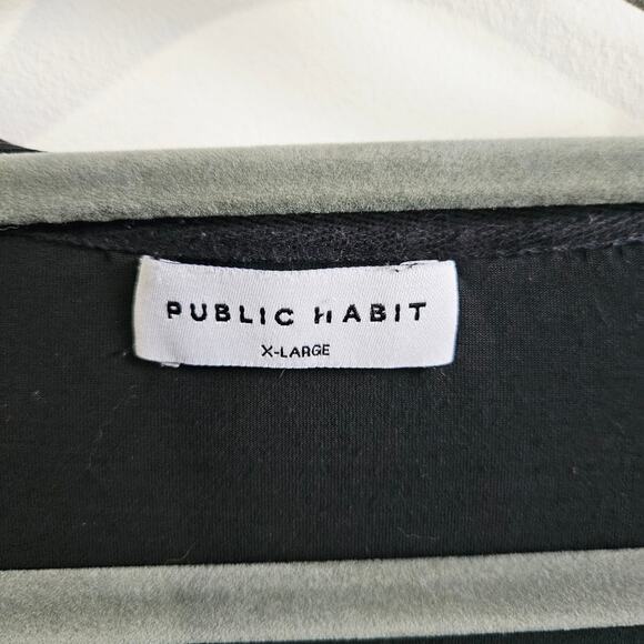 Public Habit Women's Size XL Basic Tee Shirt V-Neck Solid Black Closet Staple - Picture 5 of 6